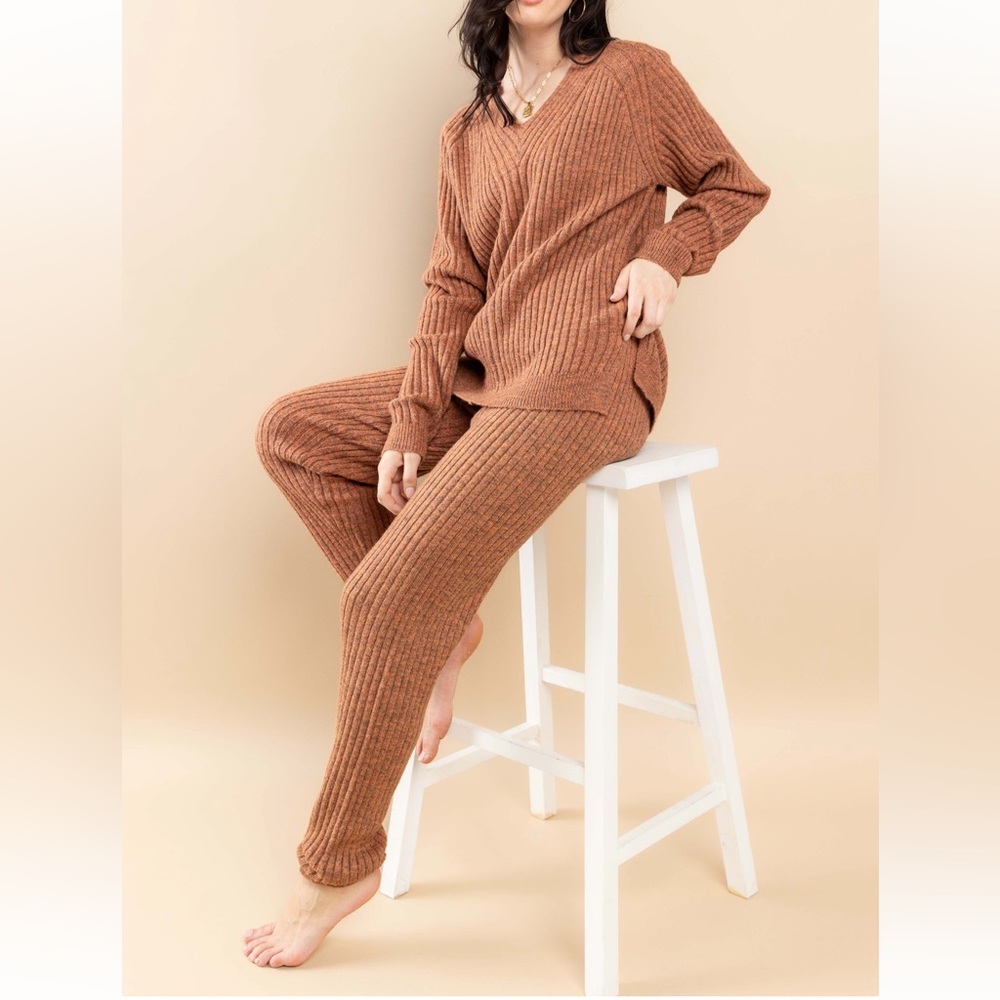 17 Fabulous Ribbed Sweater Top & Pants Set